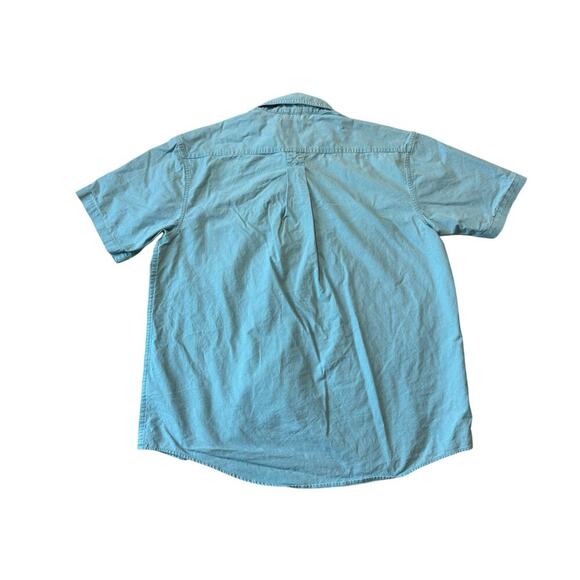 L.L. Bean Mens short sleeve shirt, size L, Traditional fit; Light Teal/Blue - Picture 2 of 8
